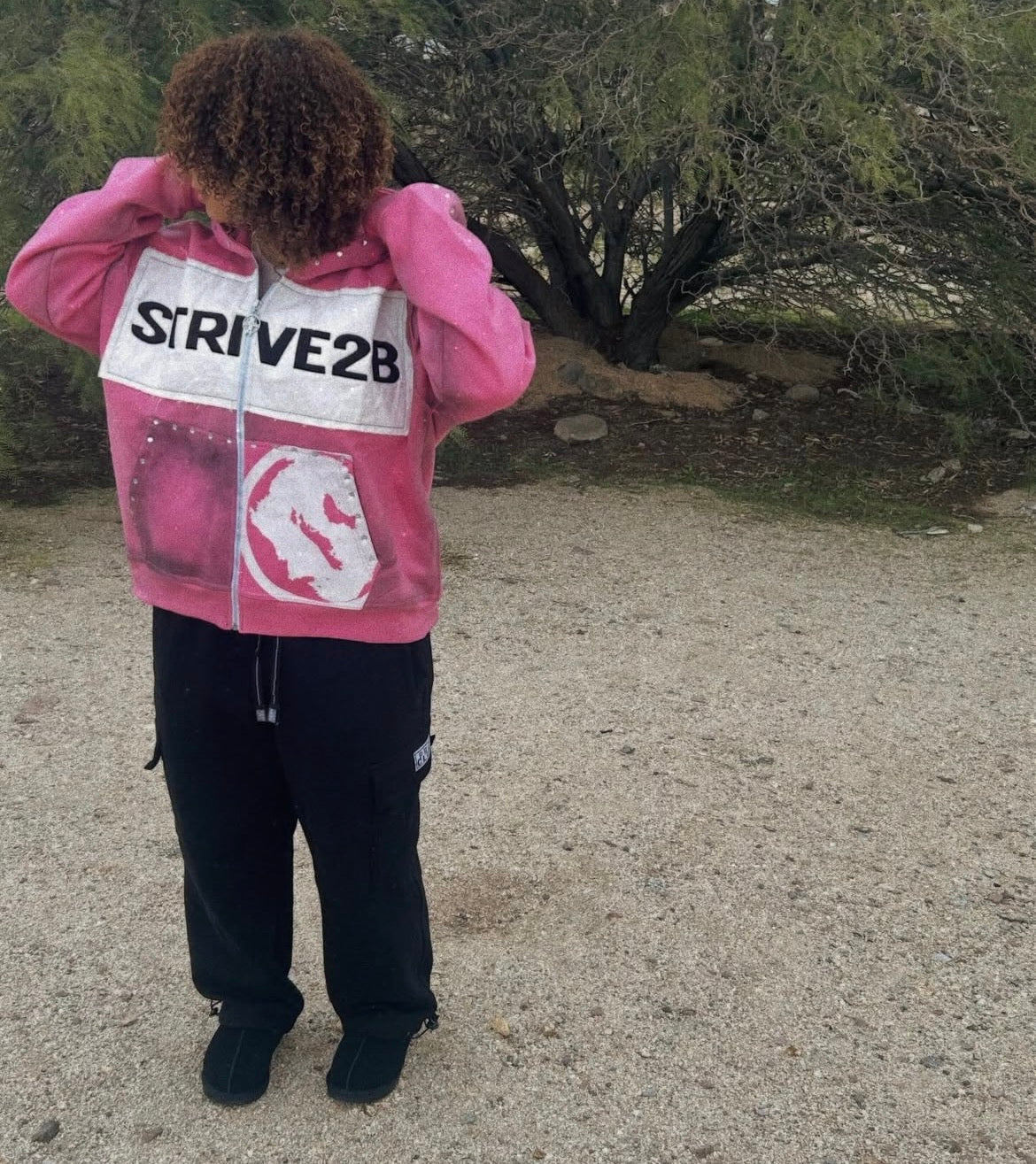 Distressed Full-Zip Hoodie (Pink)