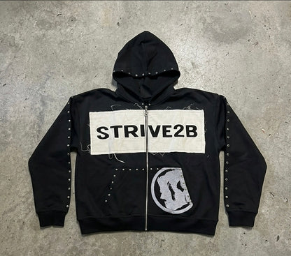 Distressed Full-Zip Hoodie
