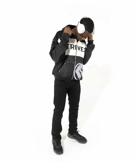 Distressed Full-Zip Hoodie