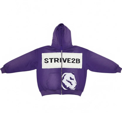 Distressed Full-Zip Hoodie (Purple)
