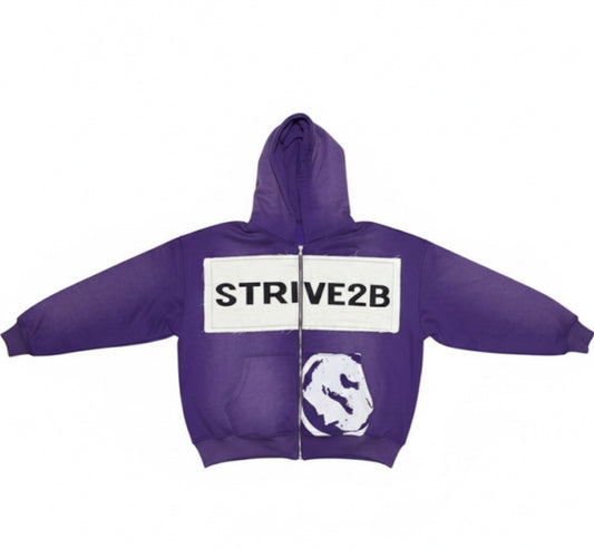 Distressed Full-Zip Hoodie (Purple)
