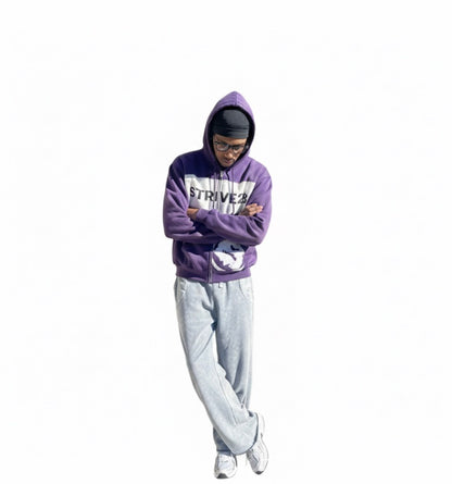Distressed Full-Zip Hoodie (Purple)