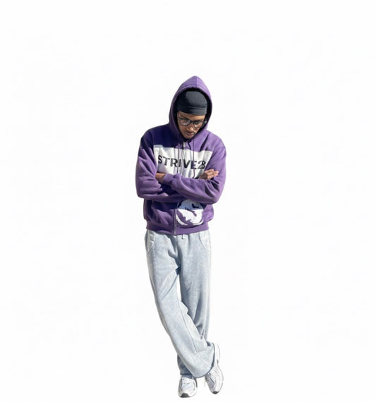Distressed Full-Zip Hoodie (Purple)